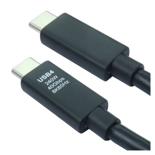 Spire USB4 V1 40Gbps Type-C Male to Male 240W EPR Cable, 5 AMP,  Power Delivery, High-Speed Data Transfer, 1 Metre, Black - PC Gear UK