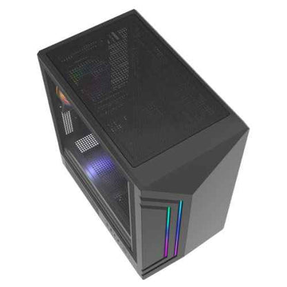 Vida Apollo M Black ARGB Gaming Case w/ Glass Window, Micro ATX, Rear ARGB Infinity Fan, Front LED Strips
