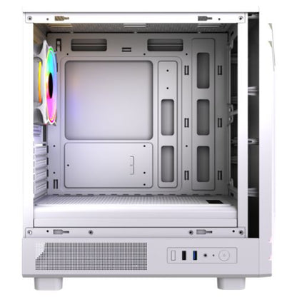 Vida Apollo M White ARGB Gaming Case w/ Glass Window, Micro ATX, Rear ARGB Infinity Fan, Front LED Strips