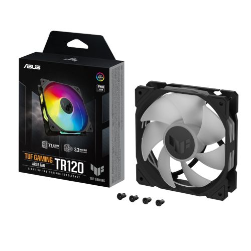 Asus TUF Gaming TR120 ARGB 12cm PWM Case Fan (Single), Hydraulic  Bearing, 28mm Frame, Double-layer LED Matrix Design, 2000 RPM, Black