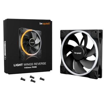 Be Quiet! (BL134) Light Wings 14cm PWM Reverse Blade ARGB Case Fan, Rifle Bearing, 20 LEDs, Front & Rear Lighting, Daisy-Chain, Up to 1300 RPM, Black - PC Gear UK