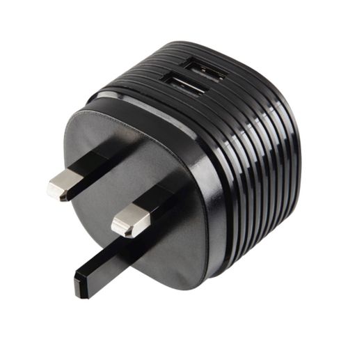 Hama Dual USB-A Wall Plug Charger, 2 x USB-A, UK Plug, 2.4A - PC Gear UK