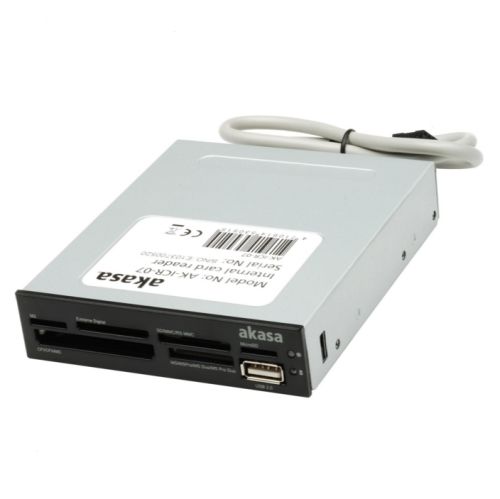 Akasa (AK-ICR-07) Internal Card Reader, 3.5" Bay, 6 Slot w/ USB 2.0 Port, Black & White Panels - PC Gear UK
