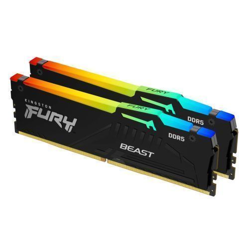 Kingston Fury Beast RGB 128GB Kit (2 x 64GB), DDR5, 5600MHz, CL36, 1.25V, ECC, PMIC, AMD EXPO & Intel XMP 3.0, Black, DIMM Memory - PC Gear UK