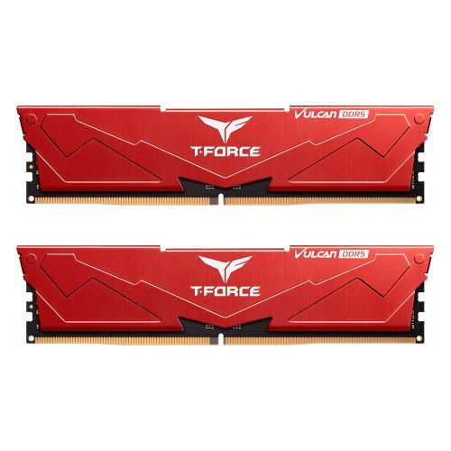 Team T-Force Vulcan 32GB Kit (2 x 16GB), DDR5, 5600MHz (PC5-44800), CL38, ECC, AMD EXPO & Intel XMP 3.0, PMIC, DIMM Memory, Red - PC Gear UK