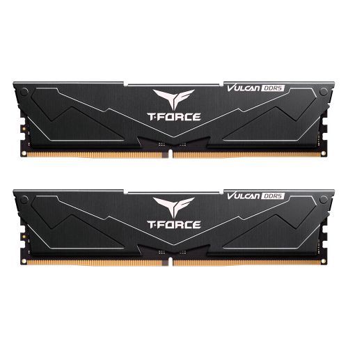Team T-Force Vulcan 64GB Kit (2 x 32GB), DDR5, 6400MHz (PC5-51200), CL34, ECC, AMD EXPO & Intel XMP 3.0, PMIC, DIMM Memory, Black - PC Gear UK