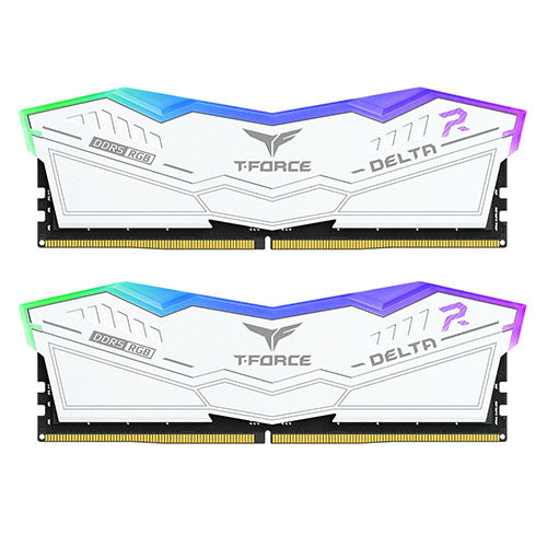 Team T-Force Delta RGB 32GB Kit (2 x 16GB), DDR5, 8000MHz (PC5-6400), CL38, ECC, AMD EXPO & XMP 3.0, PMIC, DIMM Memory, White - PC Gear UK