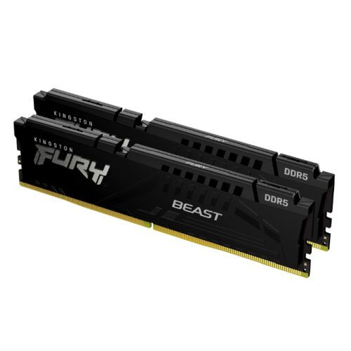 Kingston Fury Beast 64GB Kit (2 x 32GB), DDR5, 5600MHz, CL40, 1.25V, ECC, PMIC, Intel XMP 3.0, Black, DIMM Memory - PC Gear UK