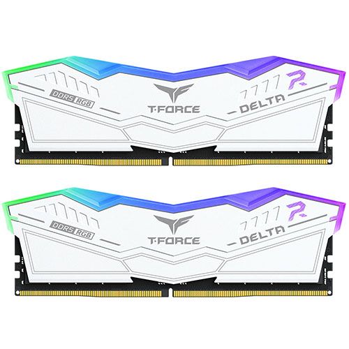 Team T-Force Delta RGB 64GB Kit (2 x 32GB), DDR5, 6000MHz (PC5-48000), CL38, ECC, AMD EXPO & XMP 3.0, PMIC, DIMM Memory, White - PC Gear UK