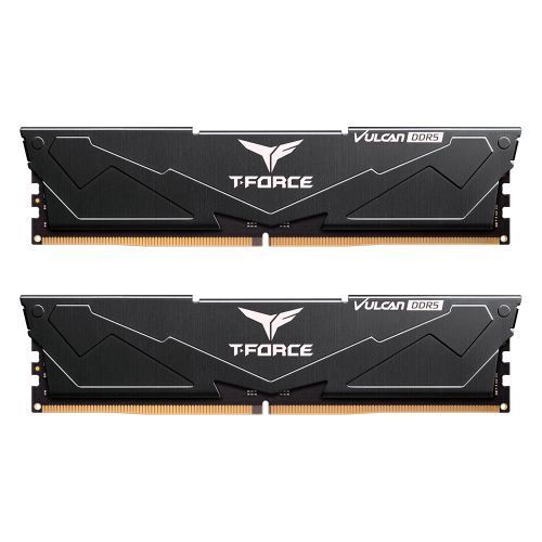 Team T-Force Vulcan 64GB Kit (2 x 32GB), DDR5, 6400MHz (PC5-51200), CL34, ECC, AMD EXPO & Intel XMP 3.0, PMIC, DIMM Memory, Black - PC Gear UK