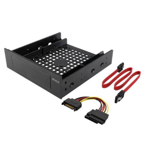 Akasa Internal 3.5"/2.5" Device Adapter with SATA Cables, Frame to Fit 3.5" or 2.5" Device/SSD/HDD into a 5.25" Bay - PC Gear UK