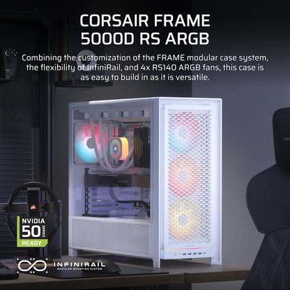 Corsair FRAME 5000D RS ARGB Mid-Tower PC Case - White