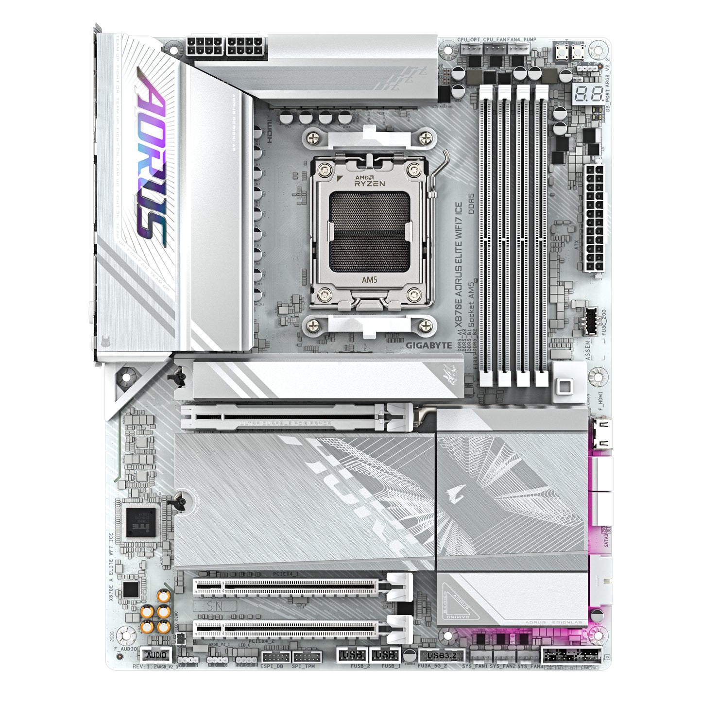 GIGABYTE X870E AORUS ELITE WIFI7 ICE, AMD X870E, Socket AM5, ATX