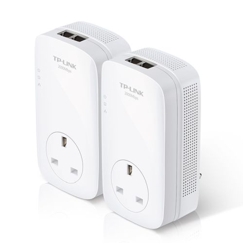 TP-LINK (TL-PA9020P KIT) AV2000 GB Powerline Adapter Kit, AC Pass Through, 2 Ports - PC Gear UK