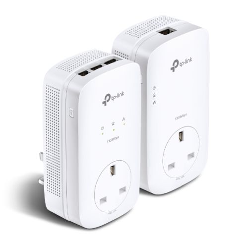 TP-LINK (TL-PA8033P KIT) AV1300 GB Powerline Adapter Kit, 3-Port, AC Pass Through - PC Gear UK