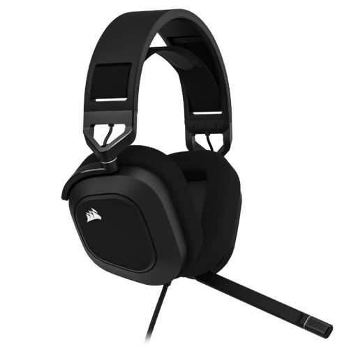 Corsair HS80 RGB Wired Gaming Headset, USB, 7.1 Surround, Flip-To-Mute Mic, Broadcast-Grade Mic, RGB Logo, Carbon - PC Gear UK