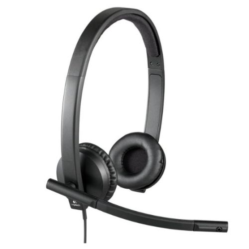 Logitech H570E Stereo Headset with Boom Mic, USB, In-Line Controls, Noise & Echo Cancellation, Leatherette Ear Pads - PC Gear UK