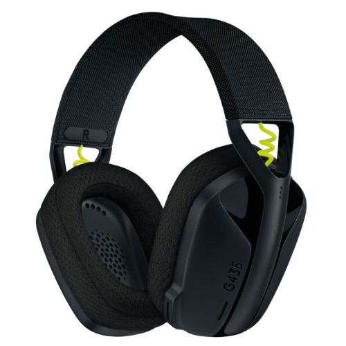 Logitech LIGHTSPEED G435 Ultra-Lightweight Wireless Gaming Headset, LIGHTSPEED/Bluetooth/USB-C, 40mm drivers, Beamforming Mics, Black/Yellow - PC Gear UK