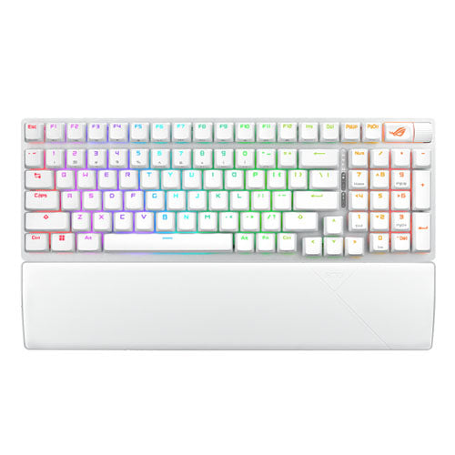 Asus ROG STRIX SCOPE II 96 Wireless Mechanical RGB Gaming Keyboard, 96% Layout, Streamer Hotkeys, Multifunction Controls, Sound-Dampening, White - PC Gear UK
