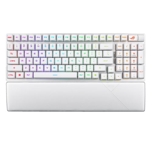 Asus ROG STRIX SCOPE II 96 RX Wireless RGB Mechanical Gaming Keyboard, 96% Layout, Streamer Hotkeys, ROG RX Switches, Multifunction Controls, White - PC Gear UK