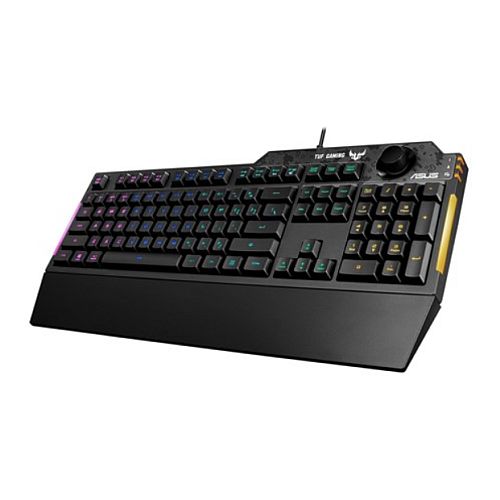 Asus TUF GAMING K1 RGB Keyboard with Volume Knob, 19-key Rollover, Side Light Bar & Armoury Crate, Spill Resistant, Detachable Wrist Rest - PC Gear UK
