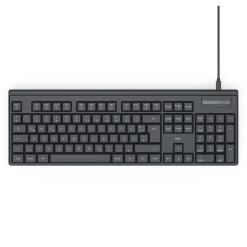 Hama CK-100 Wired USB Multimedia Keyboard, AI Assistant, Quiet Keys, Detachable Cable, Black - PC Gear UK