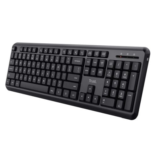 Trust TK-350 Wireless Membrane Keyboard, Spill-Proof, Silent Keys, Media Keys, Black - PC Gear UK