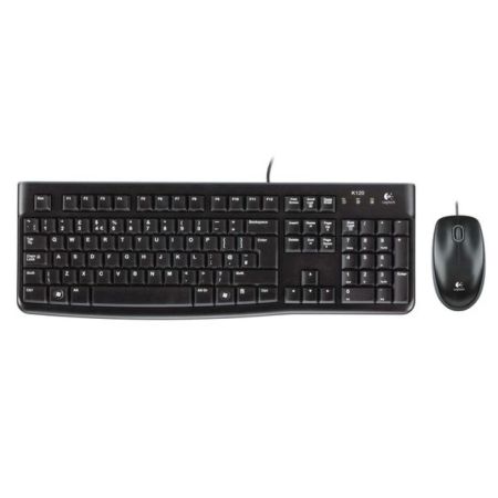 Logitech MK120 Wired Keyboard and Mouse Combo for Windows, Optical Wired Mouse, Full-Size Keyboard, USB Plug-and-Play, Compatible with PC and Laptop, QWERTY UK English Layout, Black