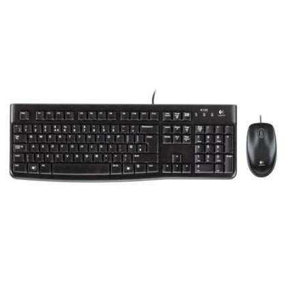 Logitech MK120 Wired Keyboard and Mouse Combo for Windows, Optical Wired Mouse, Full-Size Keyboard, USB Plug-and-Play, Compatible with PC and Laptop, QWERTY UK English Layout, Black