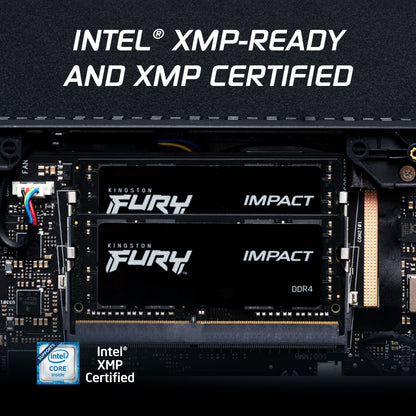 Kingston FURY Impact, 16GB Kit (2x8GB), DDR4, 3200MT/s, CL20, 260-pin SO-DIMM, Laptop Memory