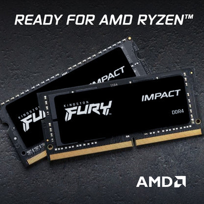 Kingston FURY Impact, 16GB Kit (2x8GB), DDR4, 3200MT/s, CL20, 260-pin SO-DIMM, Laptop Memory