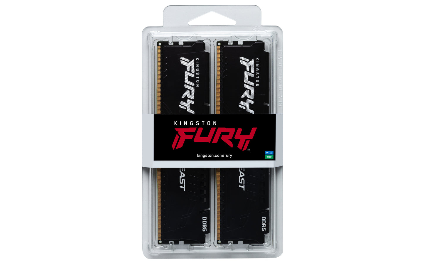 Kingston FURY Beast, 16GB Kit (2x8GB), DDR5, 5200MT/s, CL40, 288-pin DIMM, Black, Desktop Memory