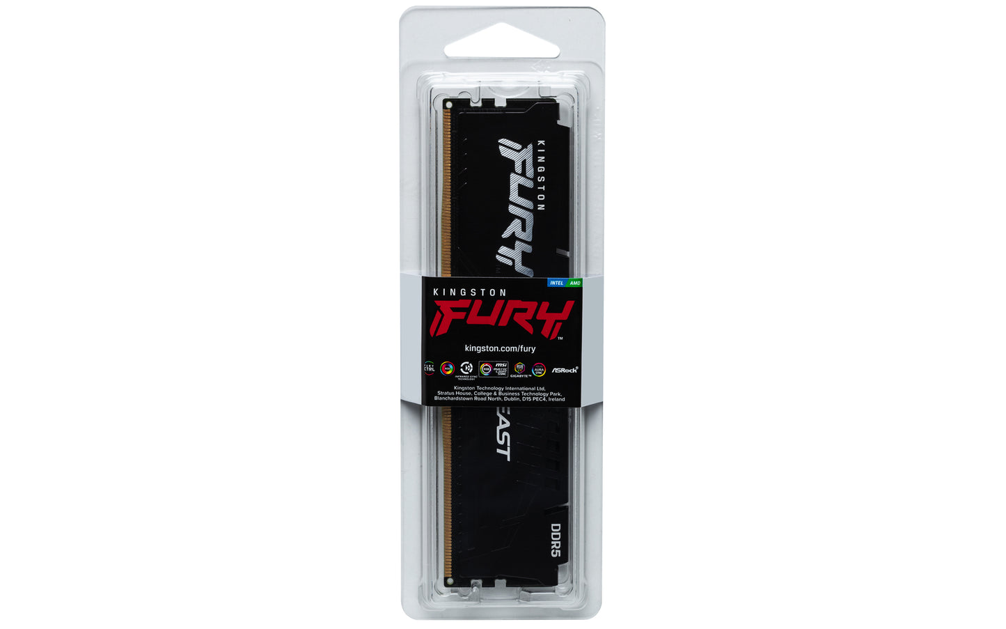 Kingston FURY Beast, 16GB (1x16GB), DDR5, 5600MT/s, CL40, 288-pin DIMM, Black, Desktop Memory