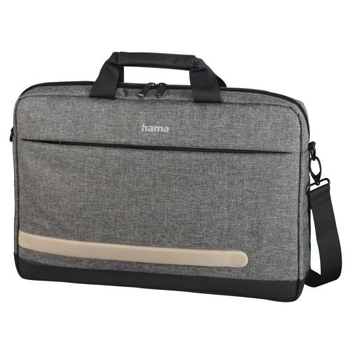 Hama Terra Laptop Bag, Up to 15.6", Padded Compartment, Spacious Front Pocket, Tablet Pocket, Trolley Strap, Grey - PC Gear UK