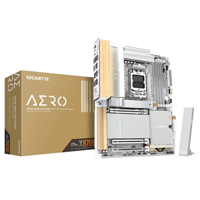 GIGABYTE, GIGABYTE X870E AERO X3D WOOD AMD AM5 ATX Motherboard, 4x DDR5, 4x M.2, PCIe 5.0, Wi-Fi 7, 2x 5GbE LAN, 2x USB4, AMD X870E, ATX Form Factor; 30.5cm x 24.4cm