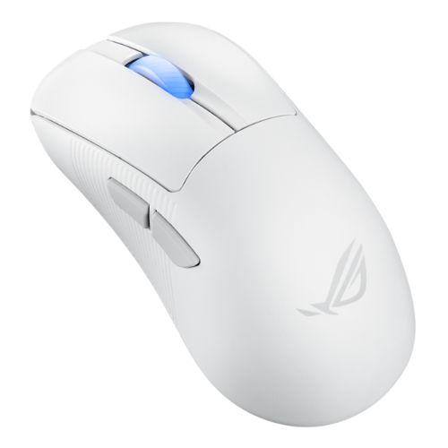 Asus ROG Keris II Ace Wireless Lightweight Gaming Mouse, Wired/Wireless/Btooth, AimPoint Pro Sensor, Polling Rate Booster, 42000 DPI, RGB, White - PC Gear UK