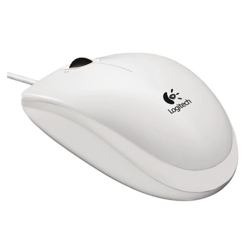Logitech B100 Wired Optical Mouse, USB, 800 DPI, Ambidextrous, White, OEM - PC Gear UK