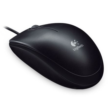 Logitech B100 Wired Optical Mouse, USB, 800 DPI, Ambidextrous, Black, OEM - PC Gear UK