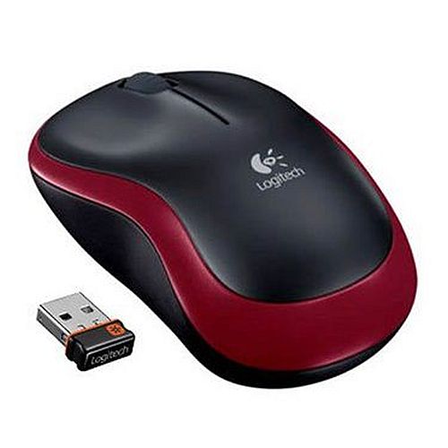 Logitech M185 Wireless Notebook Mouse, USB Nano Receiver, Black/Red - PC Gear UK