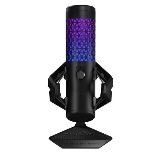 Asus ROG Carnyx USB Gaming Microphone, Studio-Grade 25mm Condenser, 192kHz/24-bit, High-Pass Filter, Pop Filter, Metal Mount, RGB Lighting, Black - PC Gear UK