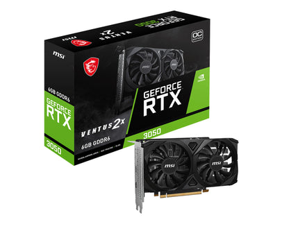 MSI GeForce RTX 3050 VENTUS 2X E 6G OC, 6GB GDDR6, PCIe 4.0, Dual Fan Graphics Card