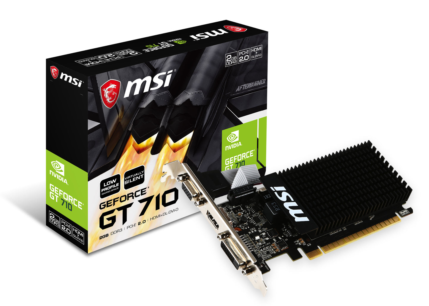 MSI GeForce GT 710 2GD3H LP, 2GB GDDR3, Low Profile, Passive Cooling