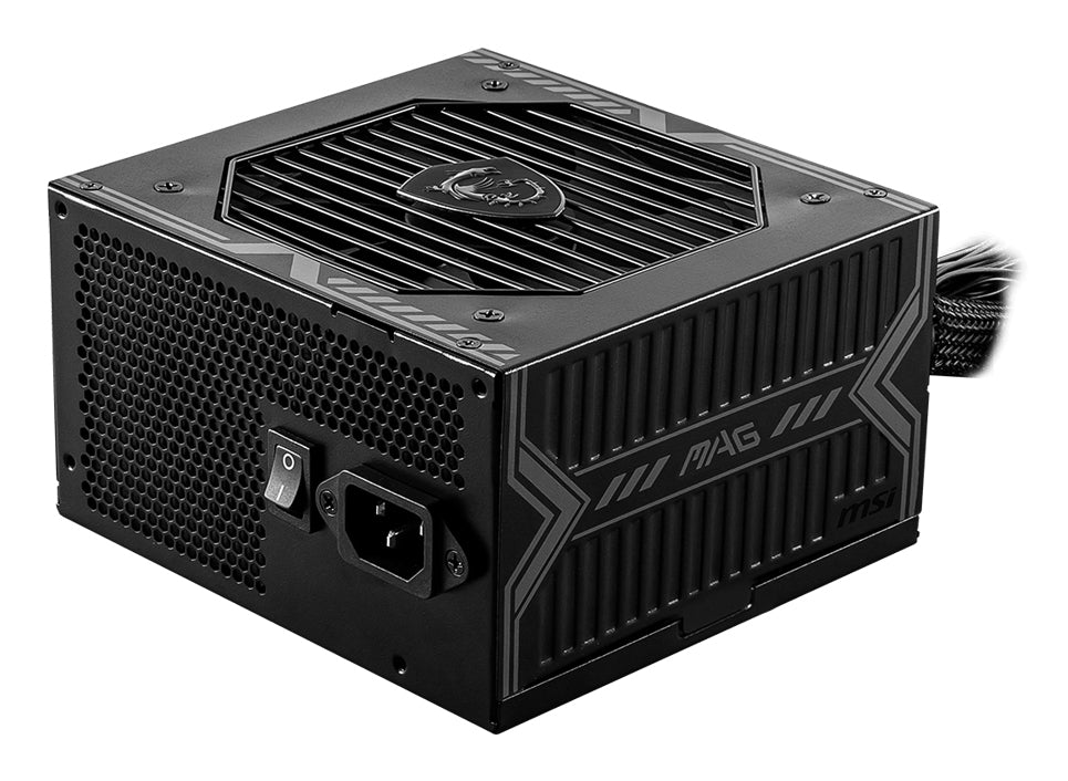 MSI MAG A650BN, 650W, 80+ Bronze, ATX, Non-Modular, Sleeved Cables, 120mm Fan, Single +12V Rail, DC-DC, Active PFC, UK Plug, Black, 5-Year Warranty