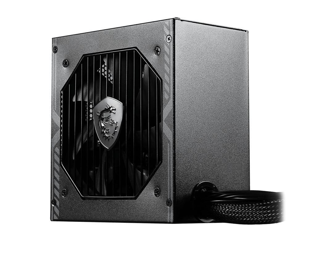 MSI MAG A650BN, 650W, 80+ Bronze, ATX, Non-Modular, Sleeved Cables, 120mm Fan, Single +12V Rail, DC-DC, Active PFC, UK Plug, Black, 5-Year Warranty
