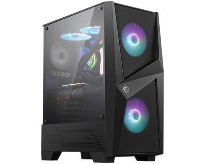 MSI MAG Forge 100R, Midi Tower ATX Gaming Case, 2x 120mm ARGB Fans, 4mm Tempered Glass, Mesh Front, 330mm Radiator Support, ATX/mATX/Mini-ITX, Black