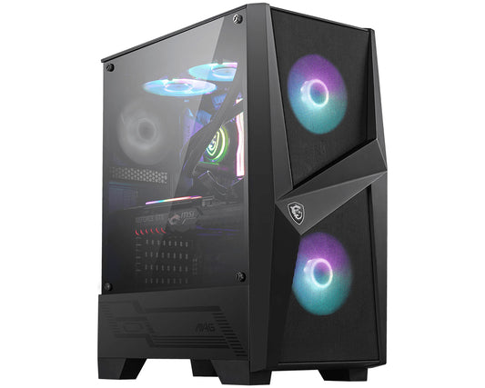 MSI MAG Forge 100R, Midi Tower ATX Gaming Case, 2x 120mm ARGB Fans, 4mm Tempered Glass, Mesh Front, 330mm Radiator Support, ATX/mATX/Mini-ITX, Black