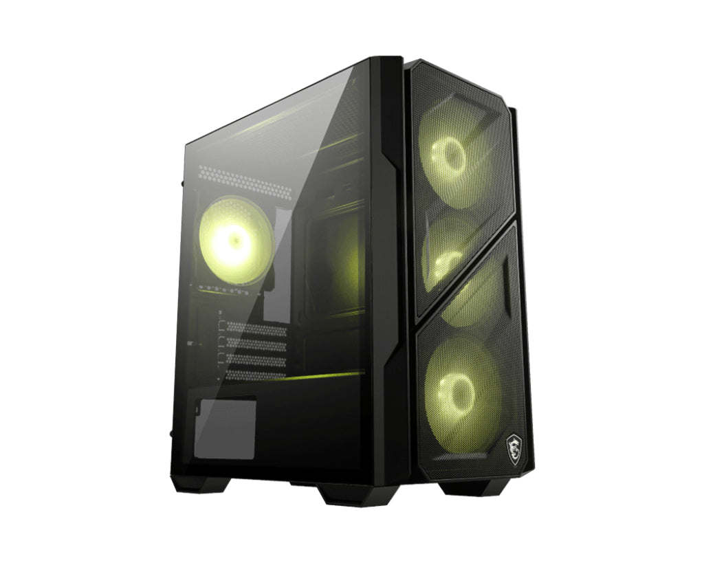 MSI MAG Forge M110R AIRFLOW, Mini Tower Gaming Case, 4x 120mm ARGB Fans, 3mm Tempered Glass, 240mm Radiator Support, Micro-ATX/Mini-ITX, Black