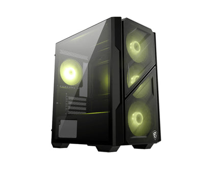 MSI MAG Forge M110R AIRFLOW, Mini Tower Gaming Case, 4x 120mm ARGB Fans, 3mm Tempered Glass, 240mm Radiator Support, Micro-ATX/Mini-ITX, Black