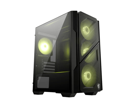 MSI MAG Forge M110R AIRFLOW, Mini Tower Gaming Case, 4x 120mm ARGB Fans, 3mm Tempered Glass, 240mm Radiator Support, Micro-ATX/Mini-ITX, Black