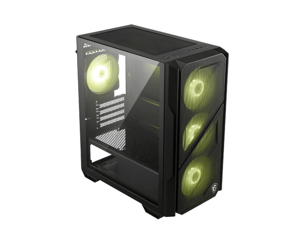 MSI MAG Forge M110R AIRFLOW, Mini Tower Gaming Case, 4x 120mm ARGB Fans, 3mm Tempered Glass, 240mm Radiator Support, Micro-ATX/Mini-ITX, Black